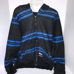 Boys Winter Fall Jacket by No Fear Blue Black Hooded Size Large 12-14 EUC